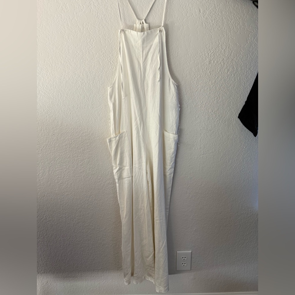 White linen overalls